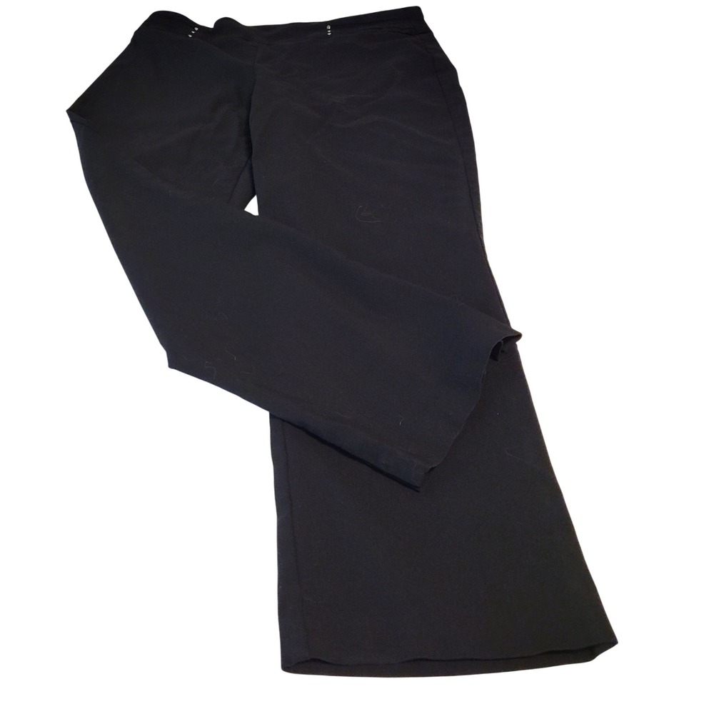 JM Collection Wide Leg Dress Pants Womens M Short Black Studded Pull On Stretch